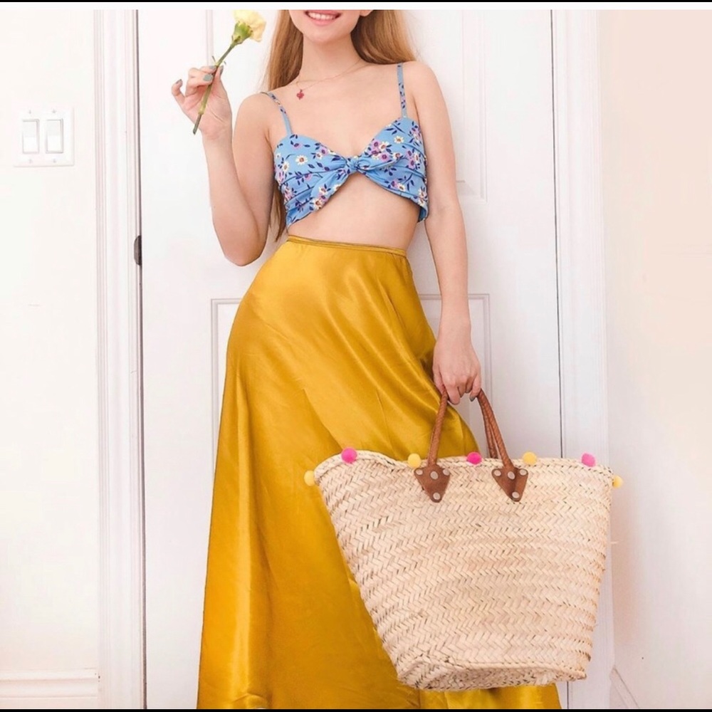 Zara satin effect mustard skirt